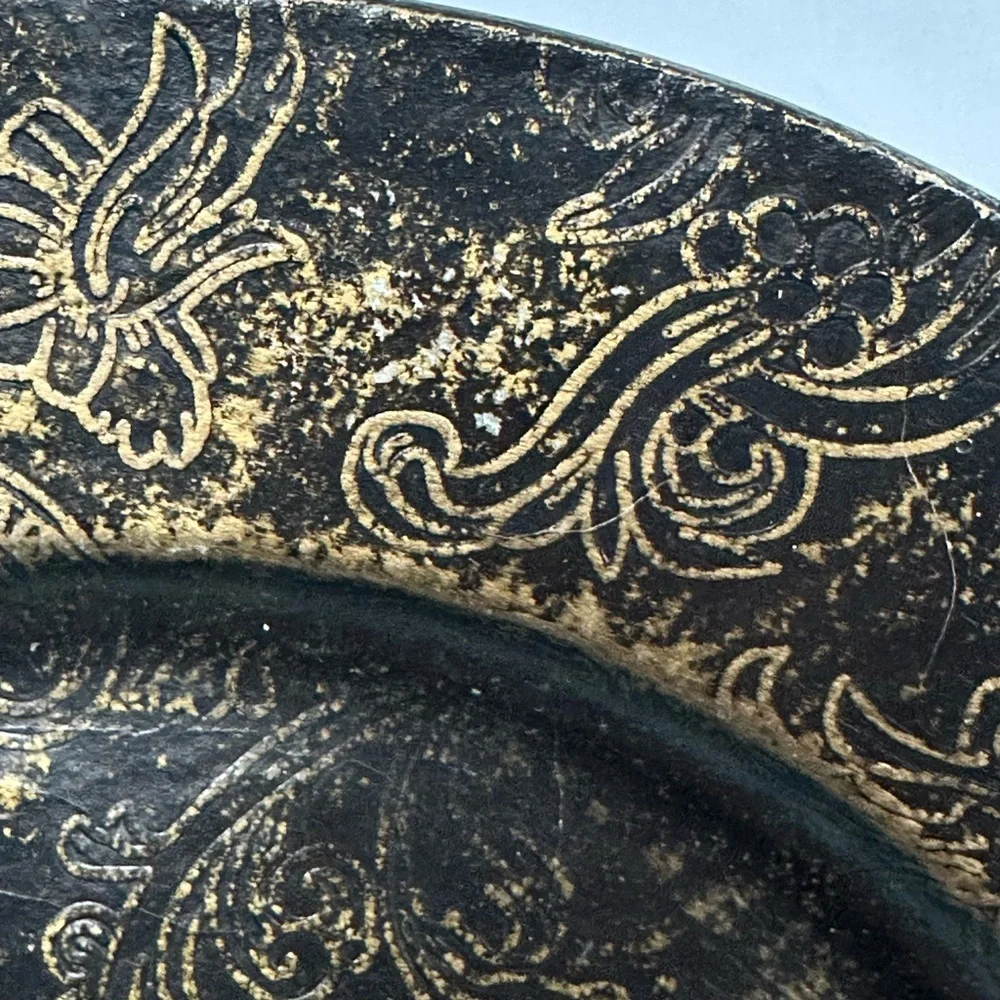 PIER 1 charger plates in burnished brown with gold embossing - Set of 6